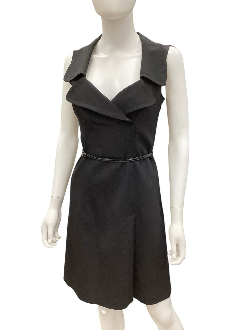 Prada Dress Women’s Size XS Belted With Slim Belt Sleeveless Side Zipper Black